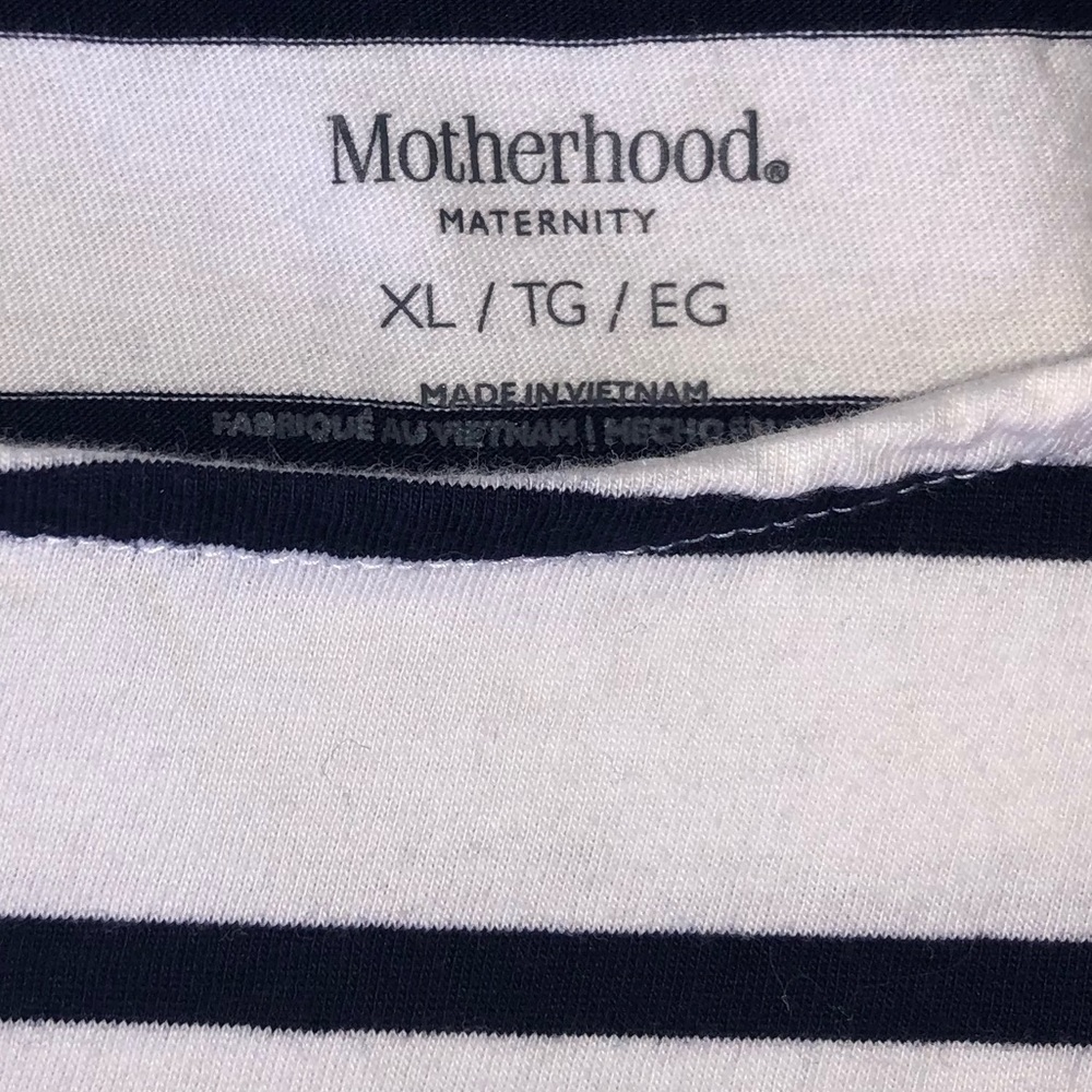 Motherhood Maternity Chic Layered Look Peplum Blue&White Stripe Long Sleeved Top - Picture 5 of 6